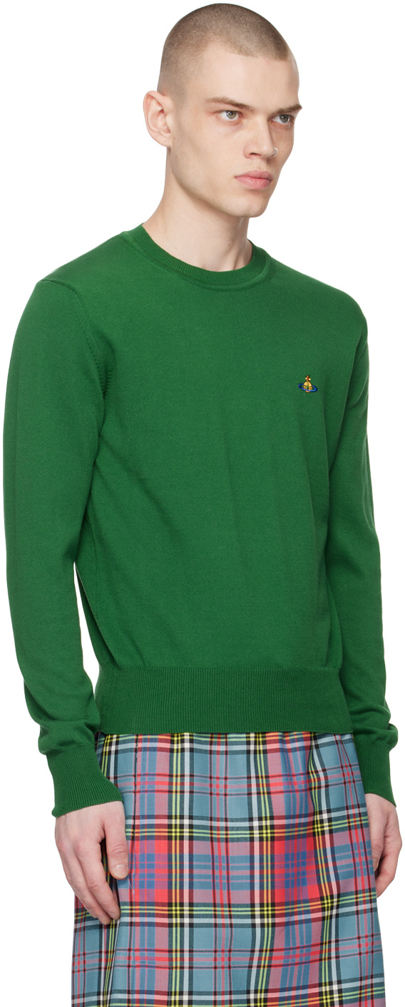 Vivienne Westwood Embroidered Orb Crew Neck Sweater In Green