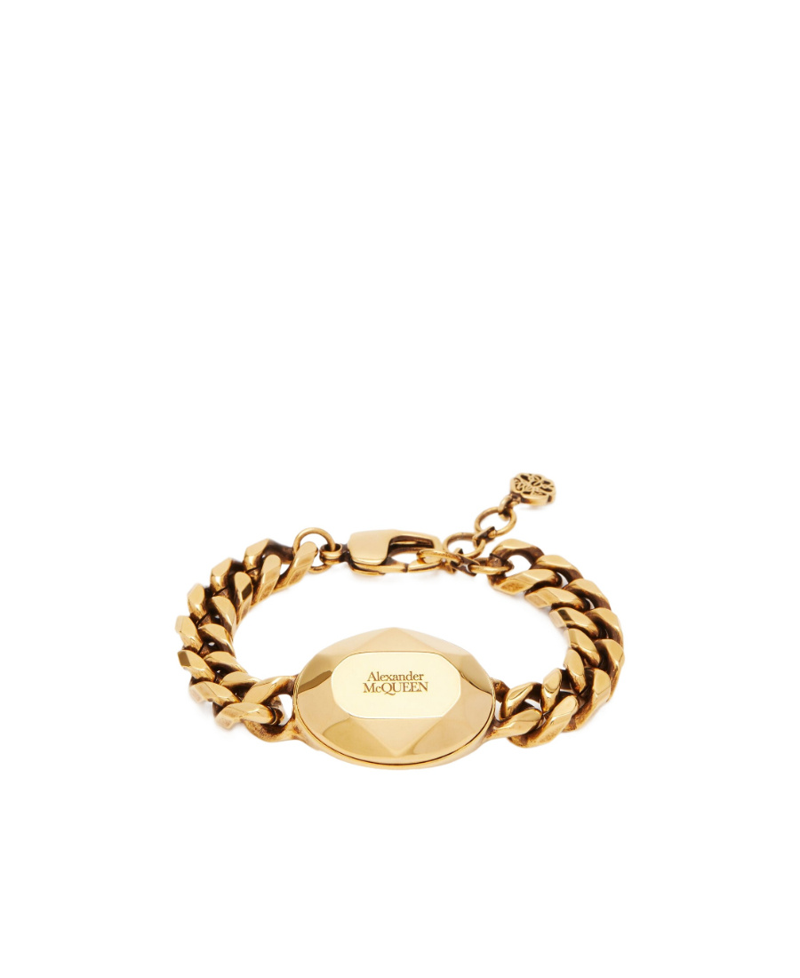 Alexander Mcqueen The Faceted Stone Chain Bracelet In Yellow