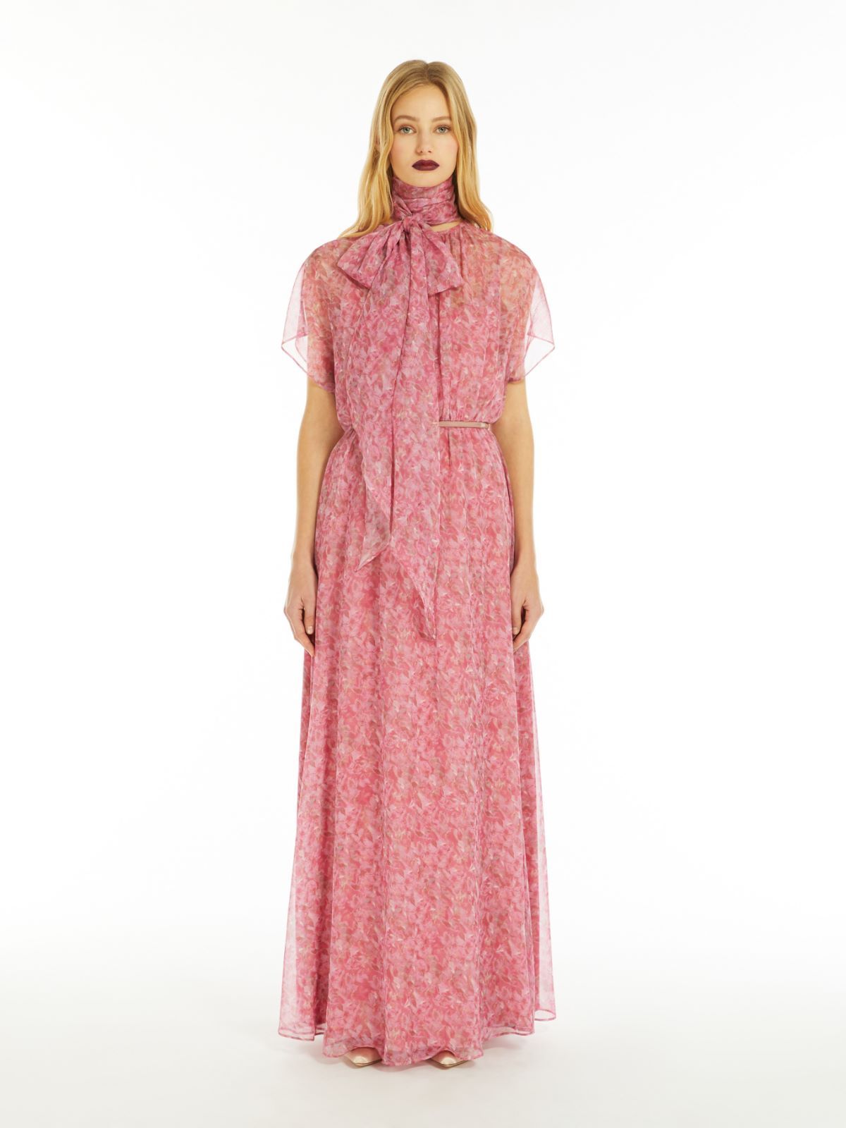 Max Mara Pleated Print Dress In Pink