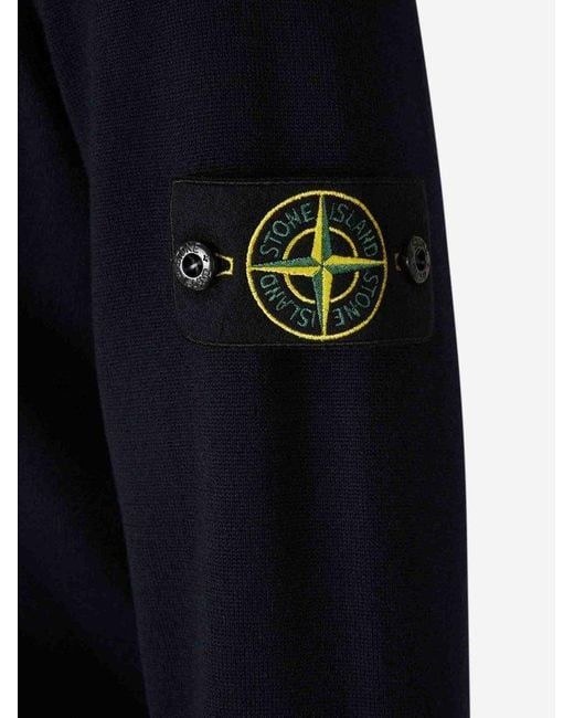 Stone Island Lightweight Wool Crew Neck Pullover In Black
