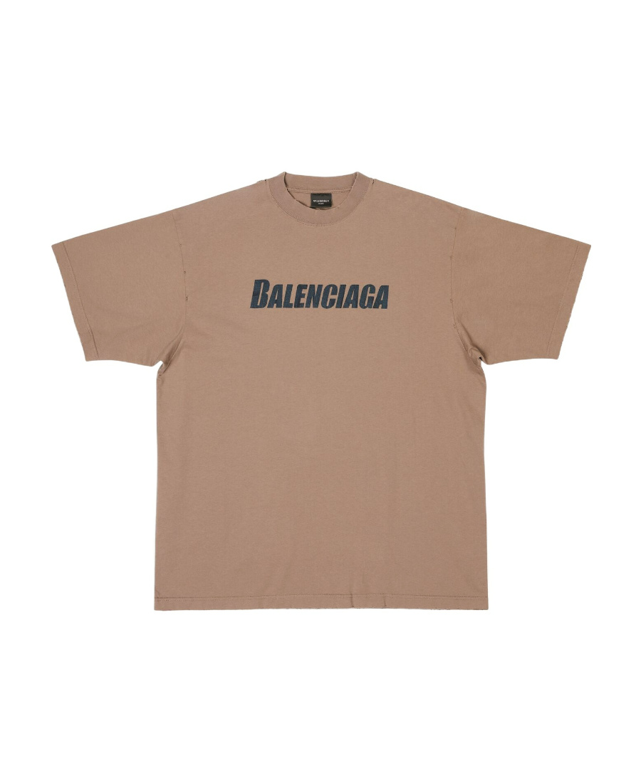 Balenciaga Logo-print Cotton T-shirt In Brown