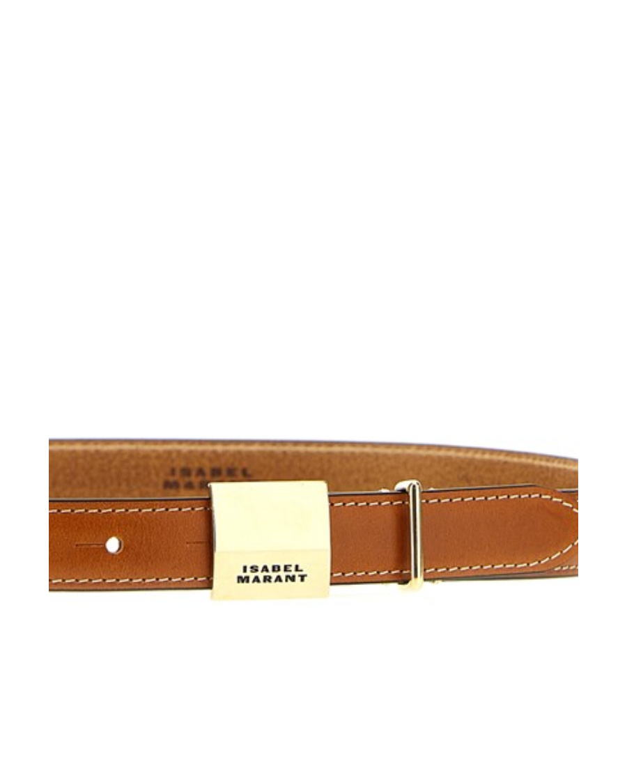 Isabel Marant Logo Metal Buckle Belt In Brown