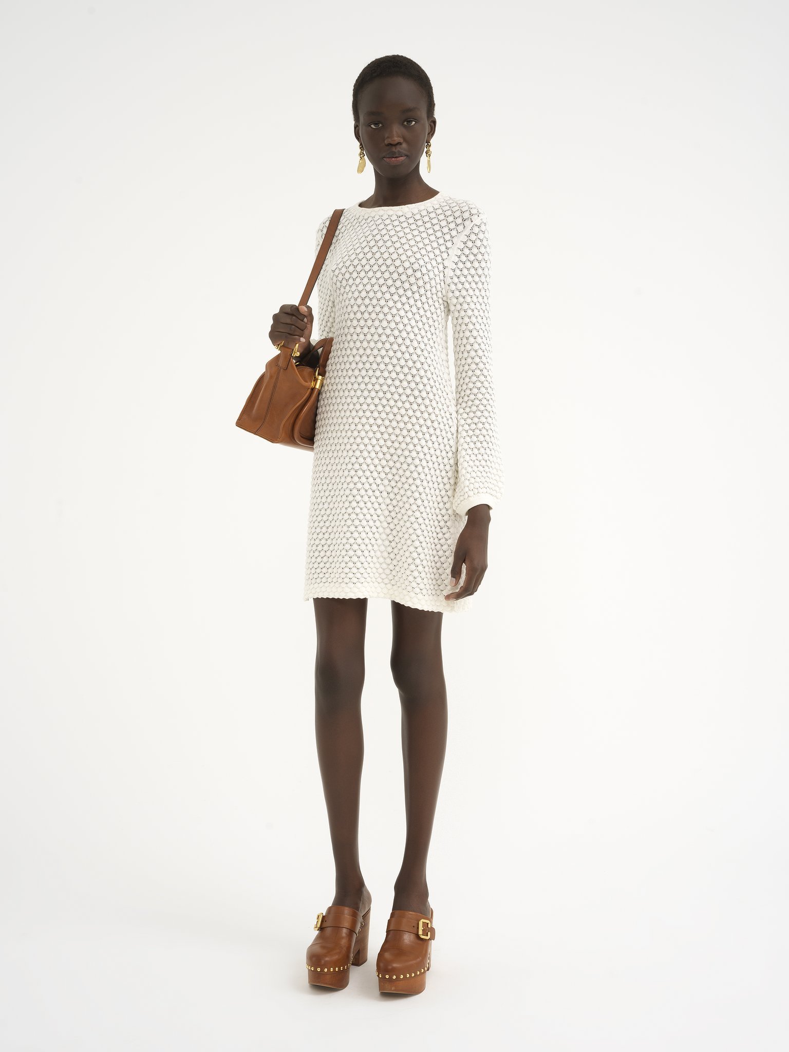 CHLOÉ POINTELLE-KNIT MINI DRESS
