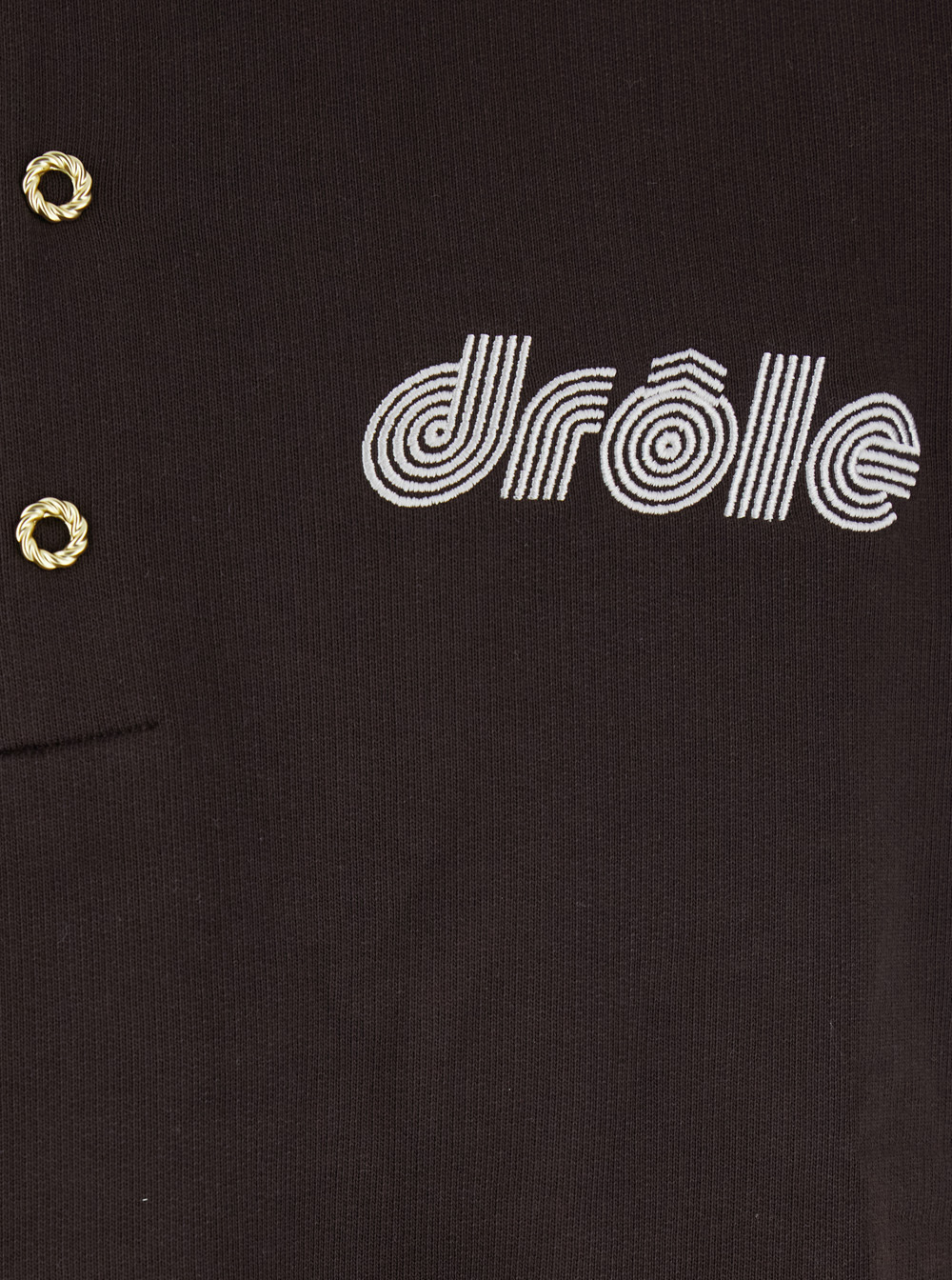 Drôle De Monsieur Brown Polo Collar Sweatshirt With Front Lettering Logo In Cotton Man In Black