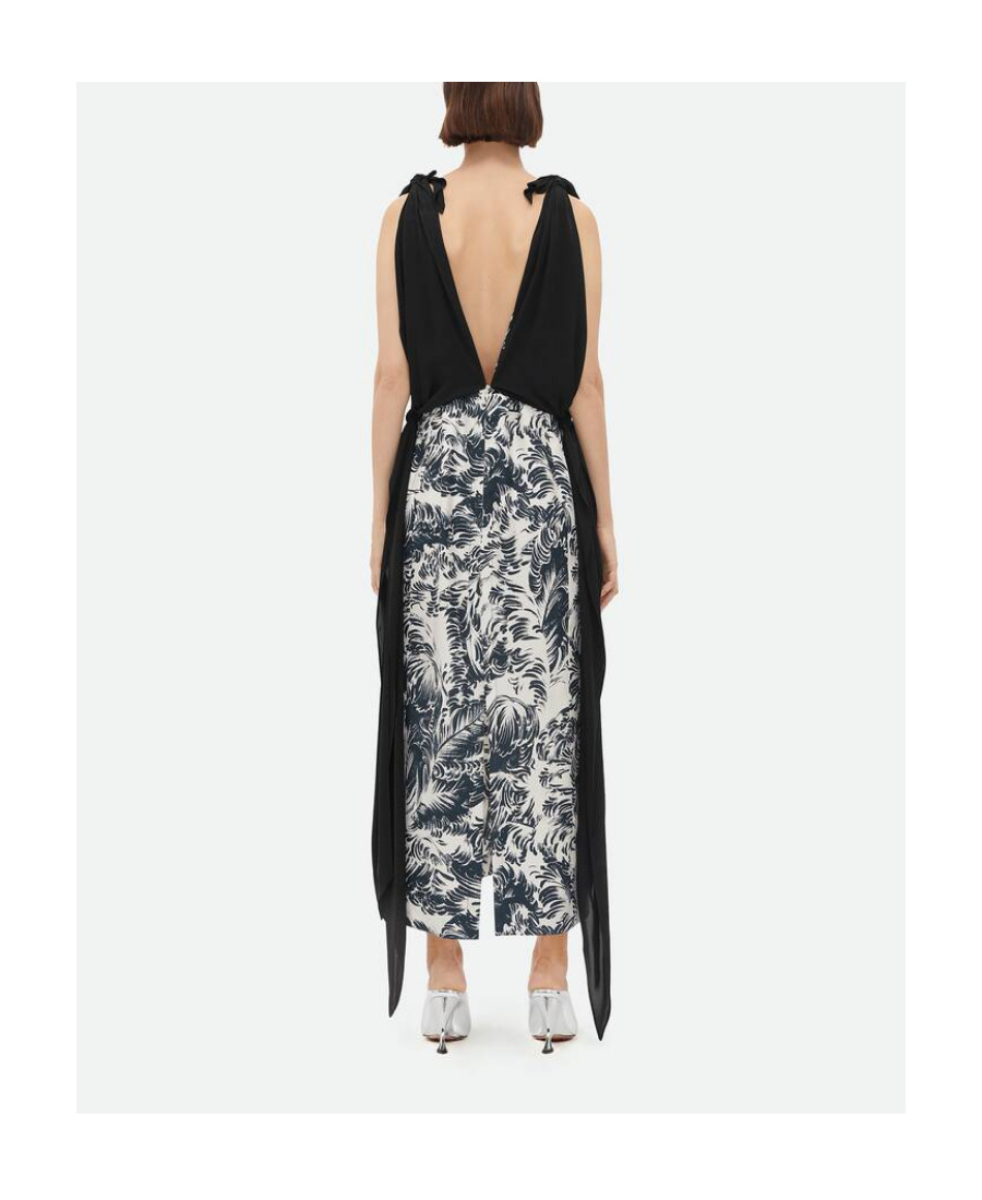 BOTTEGA VENETA BOTTEGA VENETA V-NECK GRAPHIC PRINTED DRESS