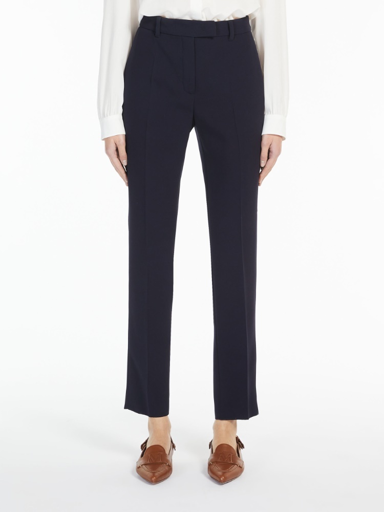 Max Mara Navy Blue Pipe Casual Pants In Black