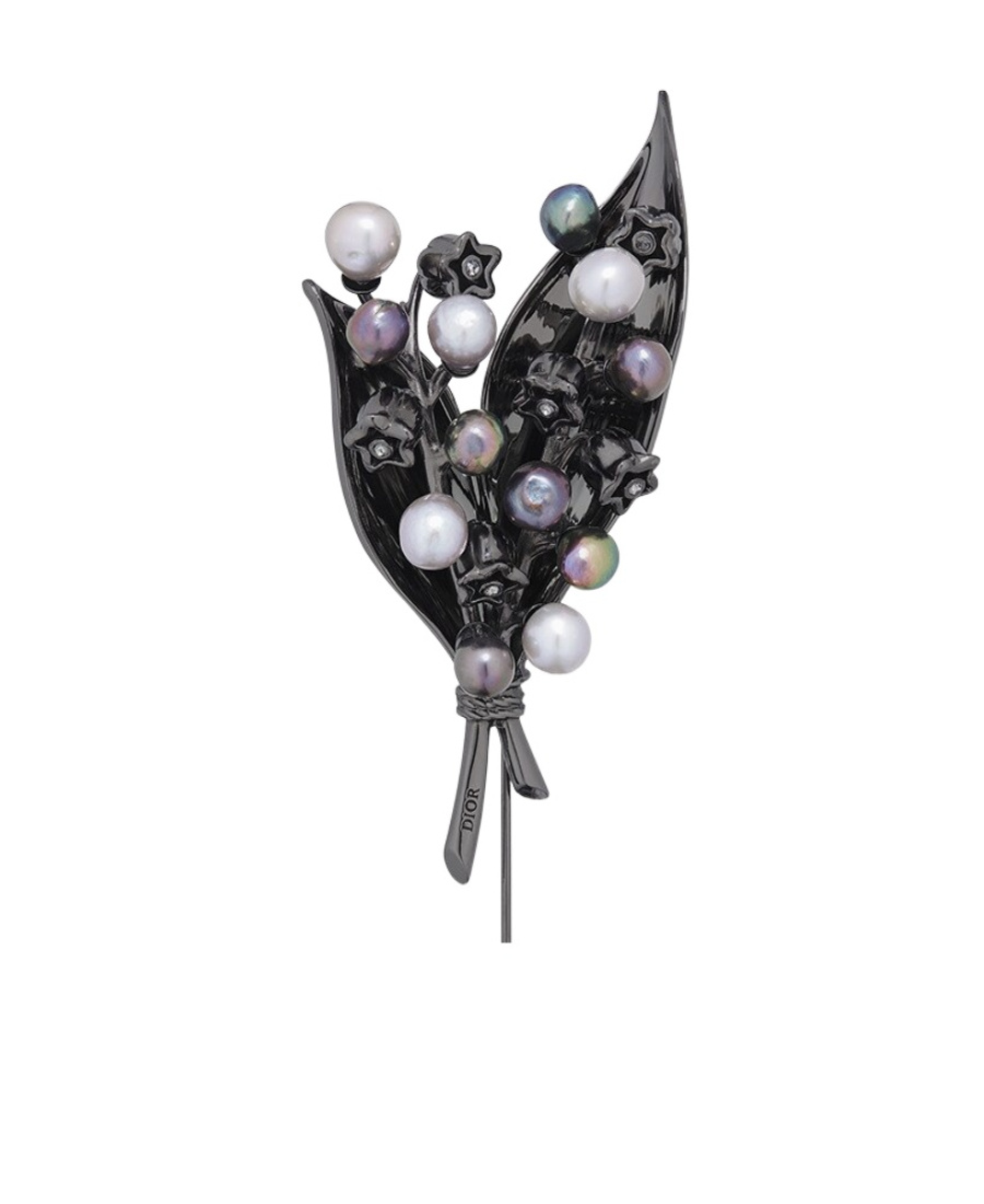 Dior Lily Of The Valley Brooch In Black