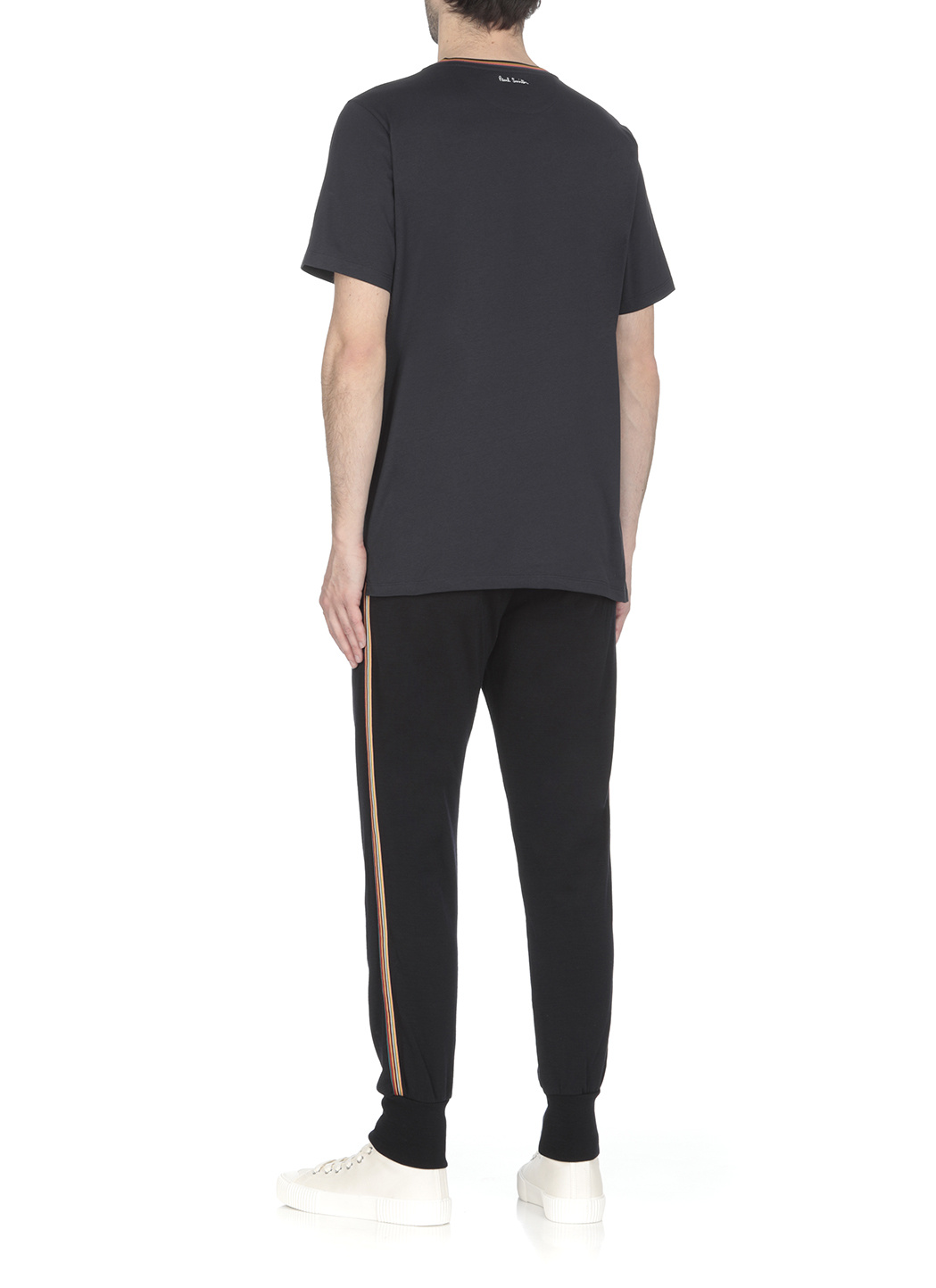 Shop Paul Smith Stripe-trim Organic Cotton T-shirt In Black