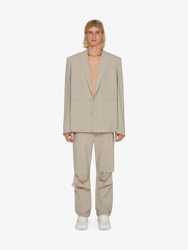 Givenchy Front-pleated Pants With Cut Out Detailing In Gray