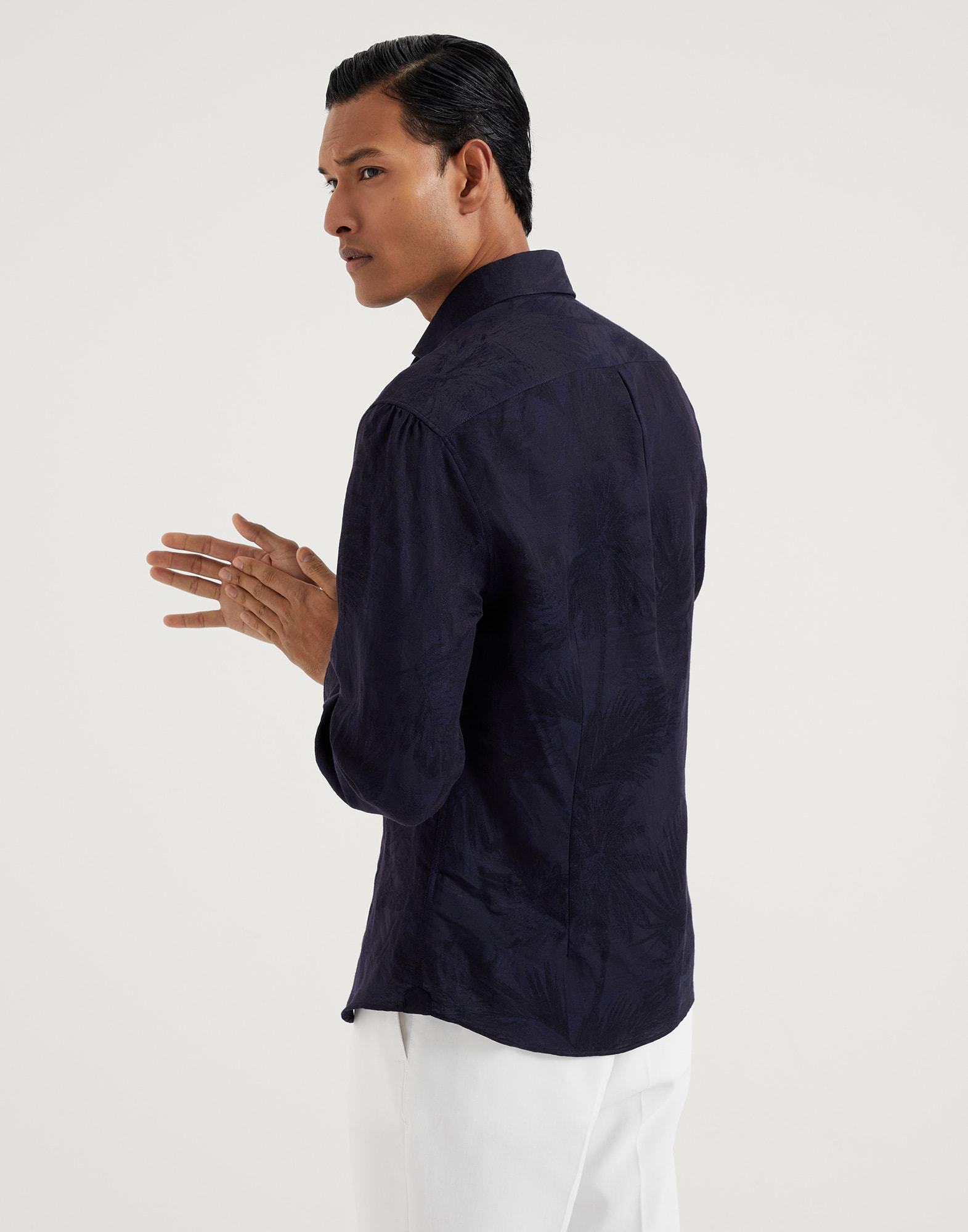 Brunello Cucinelli Patterned-jacquard Long-sleeve Shirt In Black
