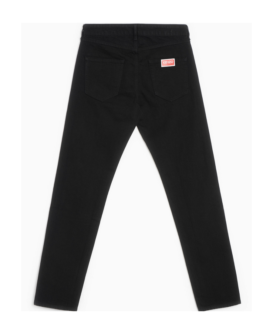 Kenzo Drawn Varsity Straight-leg Jeans In Black