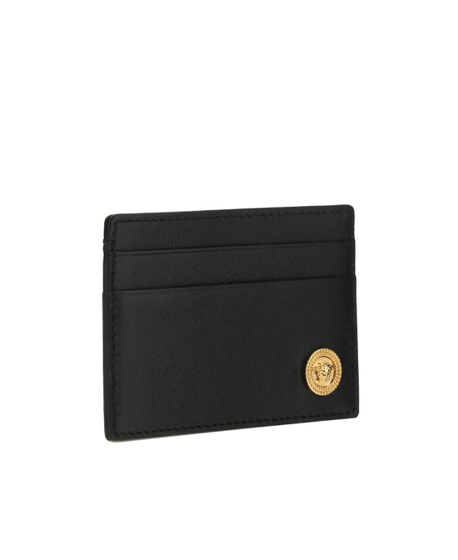Versace Black Small Wallet With Medusa Biggie Logo In Leather Woman In Black