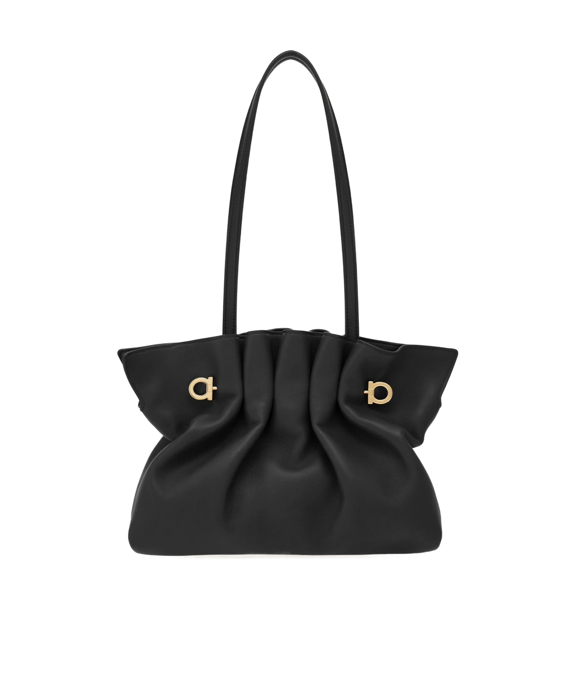 Ferragamo Medium Pleated Nappa Leather Shoulder Bag In Multi