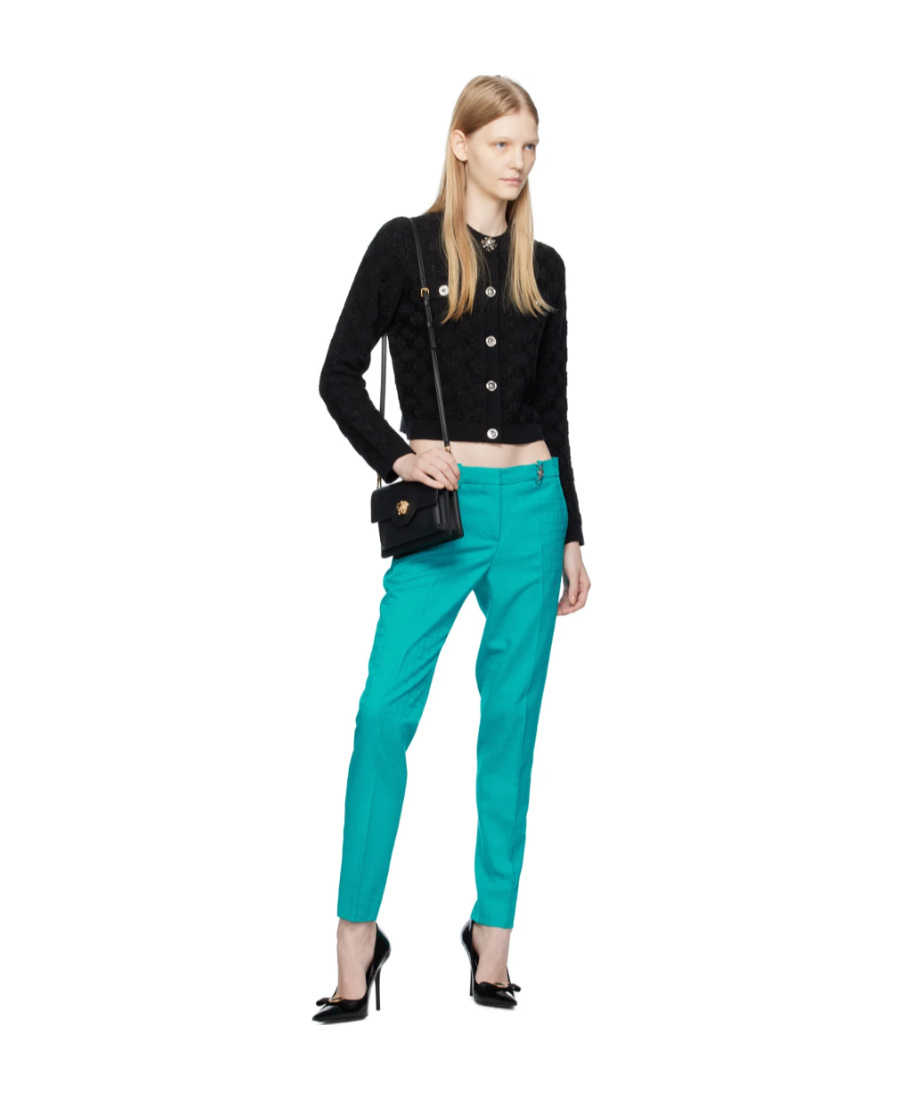 Versace Floral-print Wool Skirt In Green