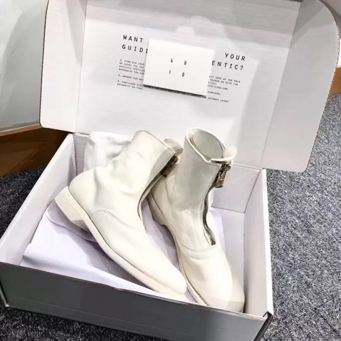 Shop Guidi Logo Zipper Boots In White