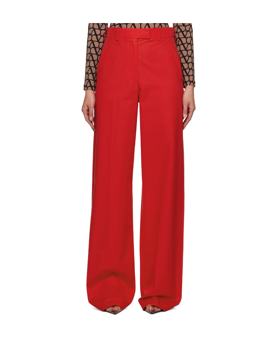 Valentino High-waist Tailored Trousers In Red