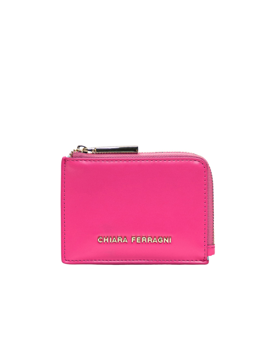 Chiara Ferragni Logo Plaque Zipped Wallet In Pink