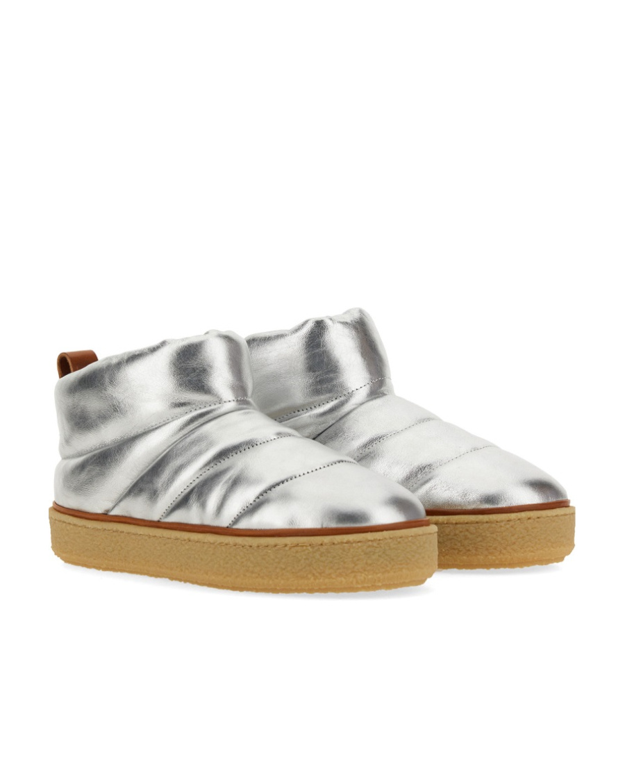 Isabel Marant "eskee" Flat Sole Metallic Finish Boots In White