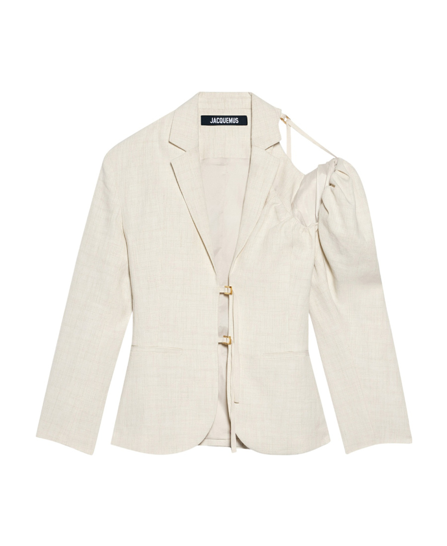 Jacquemus La Veste Galliga Asymmetric Blazer In White