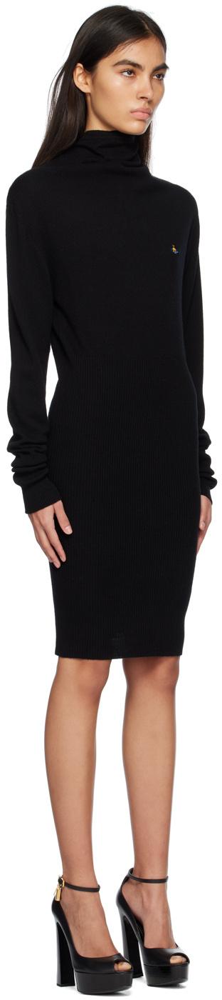 Vivienne Westwood Orb-embroidered Ribbed Mini Dress In Black