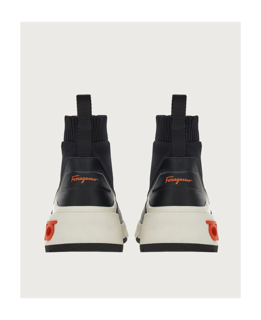 Ferragamo Black Cosma Sock High-top Sneakers Woman In Black