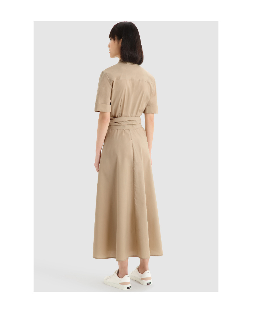 Woolrich Belted Short-sleeved Shirt Dress In Gray