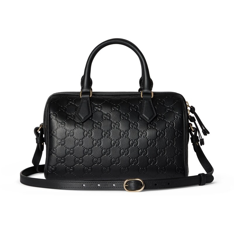 Gucci Gg Emblem Medium Boston Bag In Black
