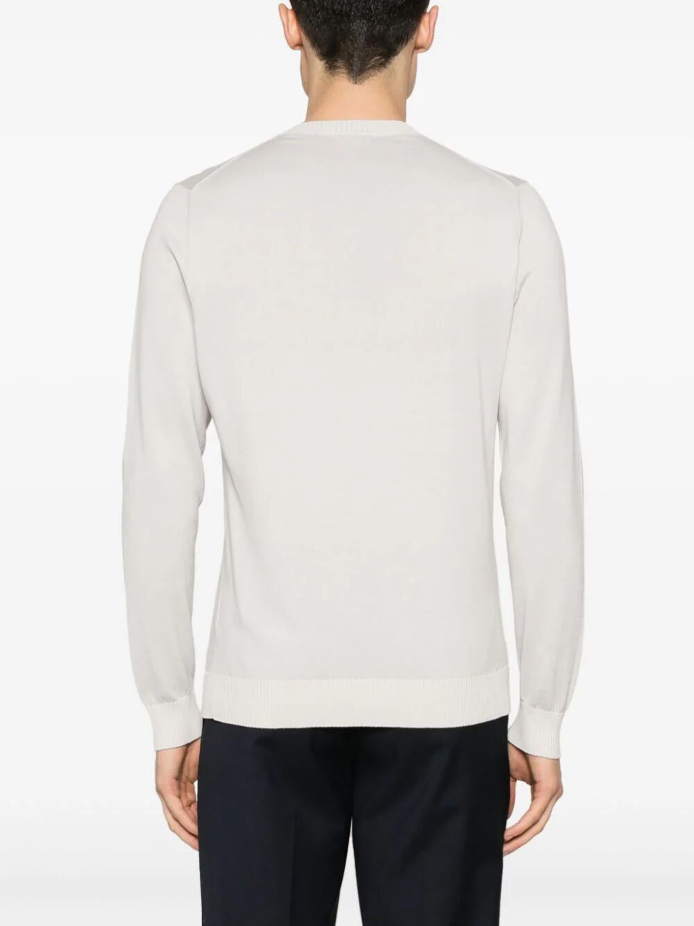 Malo V-neck Cotton Jumper In White