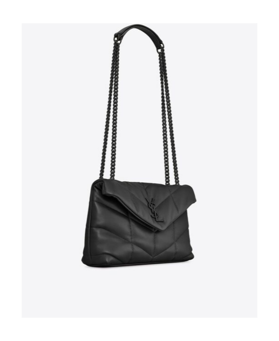 Saint Laurent Loulou Puffer Leather Shoulder Bag In Black
