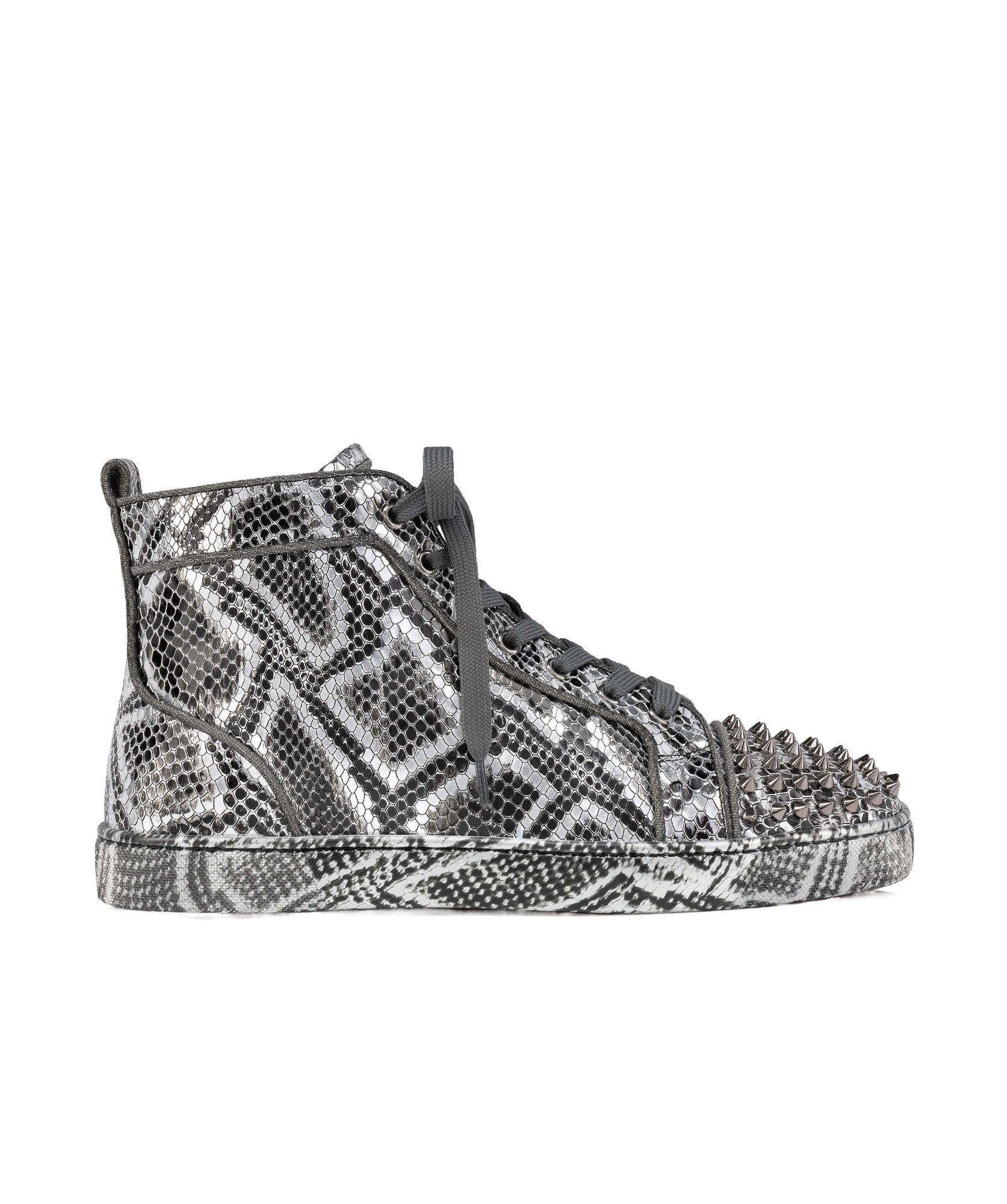 Christian Louboutin Lace-up High-top Casual Shoes In Gray