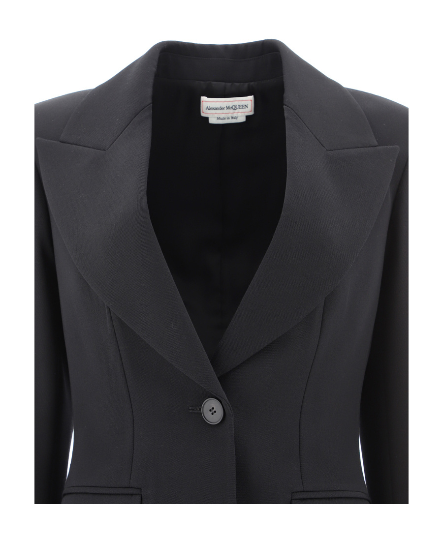 Alexander Mcqueen Rear-tie Single-breasted Blazer In Black
