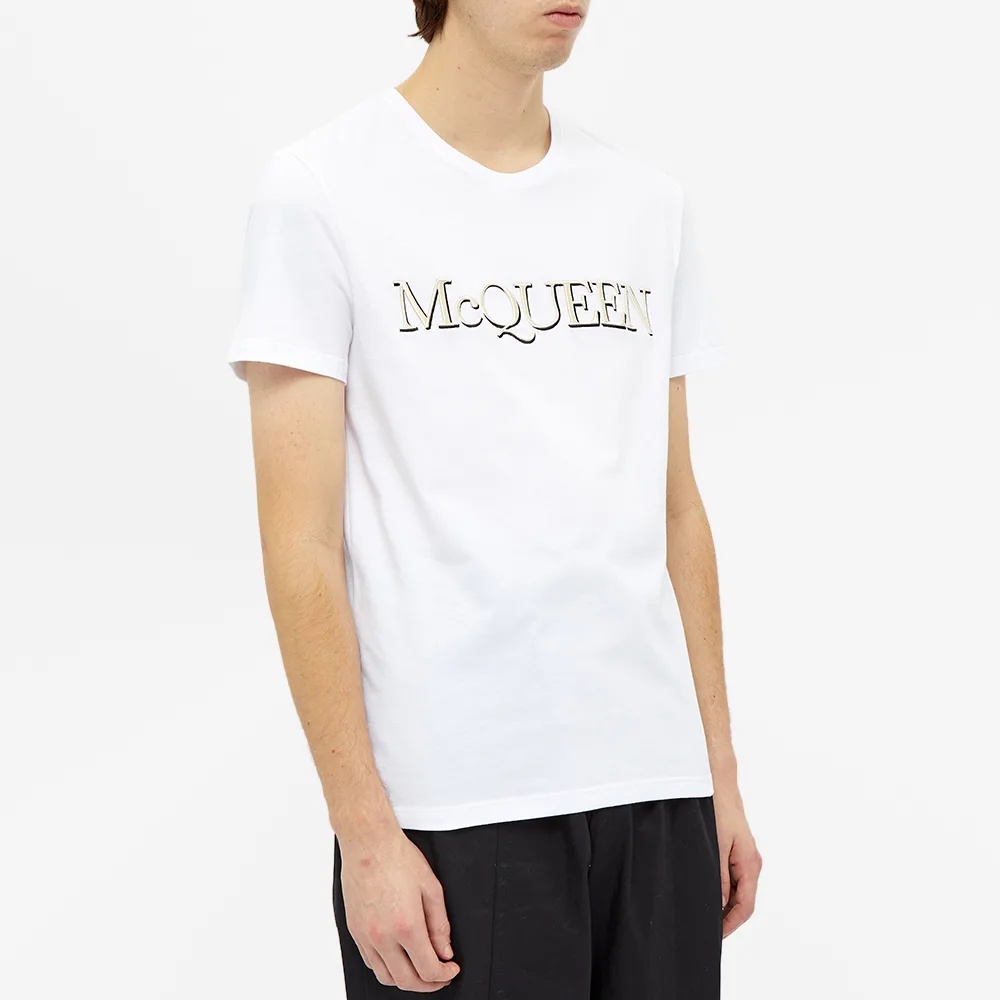 Alexander Mcqueen White Embroidered Logo T-shirt In White