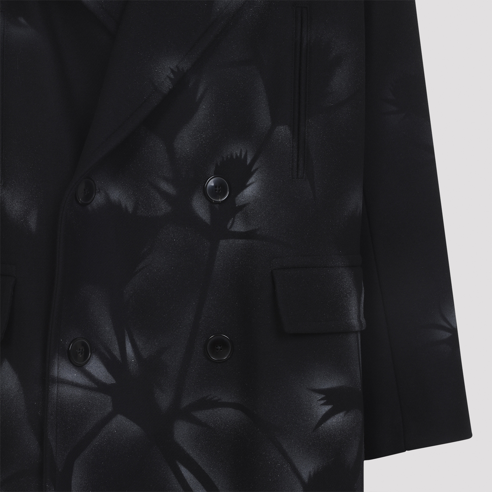 Dries Van Noten Oversized Double-breasted Coat With Peonia Print In Black