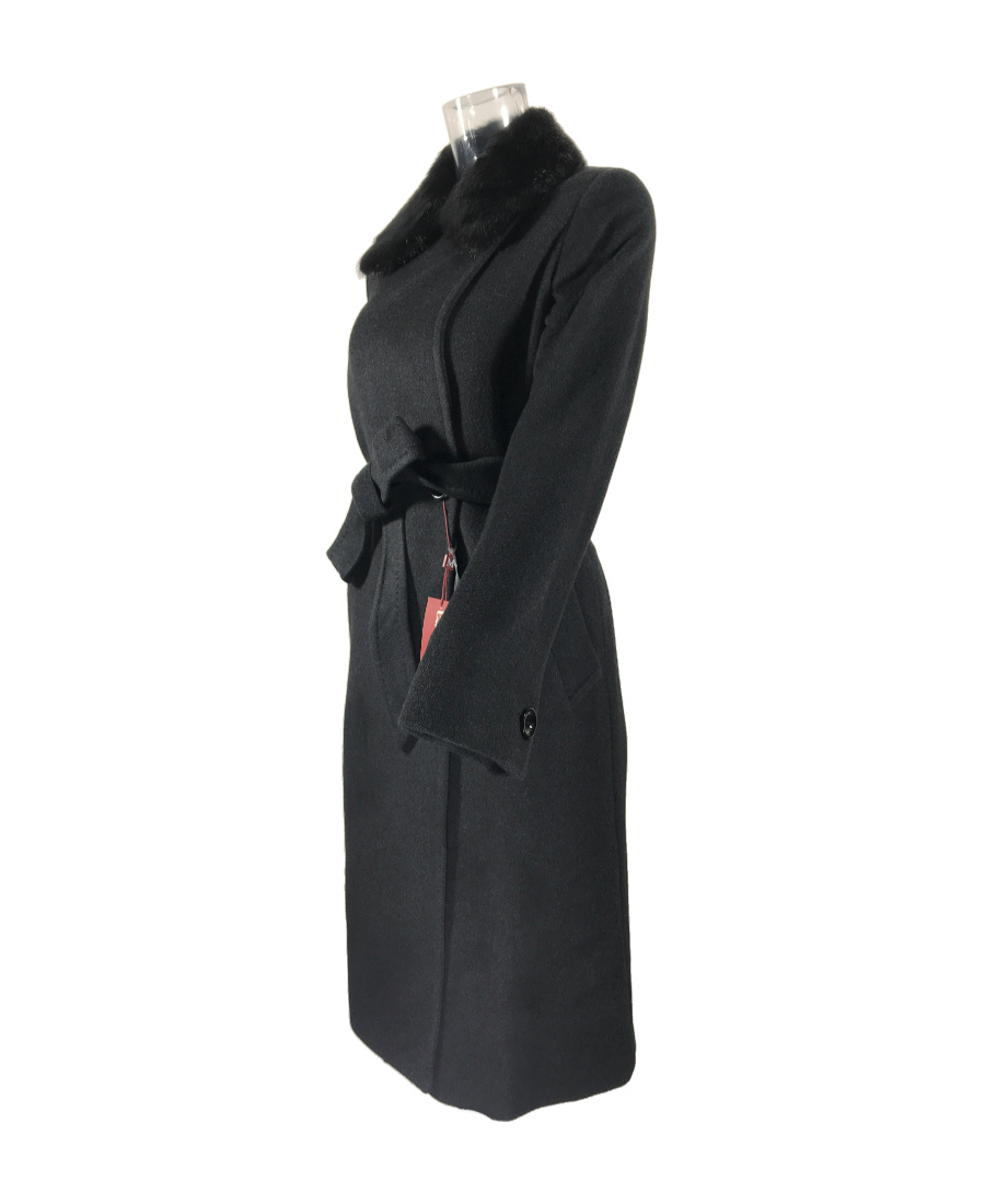 Max Mara Belt Coat In Black