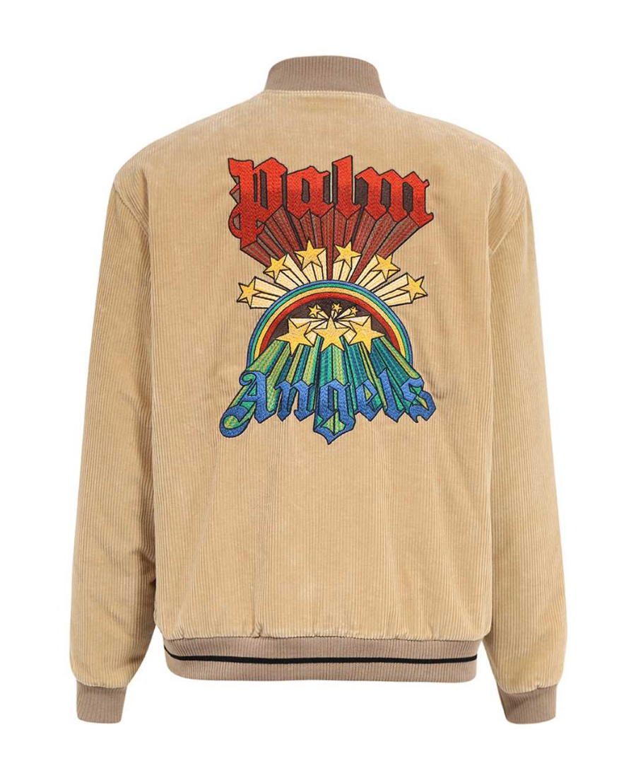 Palm Angels Corduroy Cotton Bomber Jacket In Nude