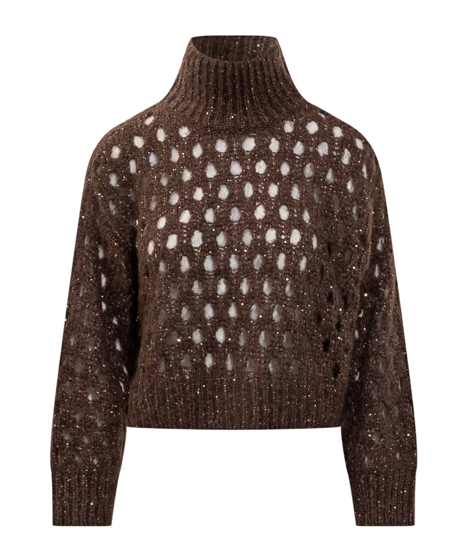 Brunello Cucinelli Sequin-embellished High-neck Sweater In Multi