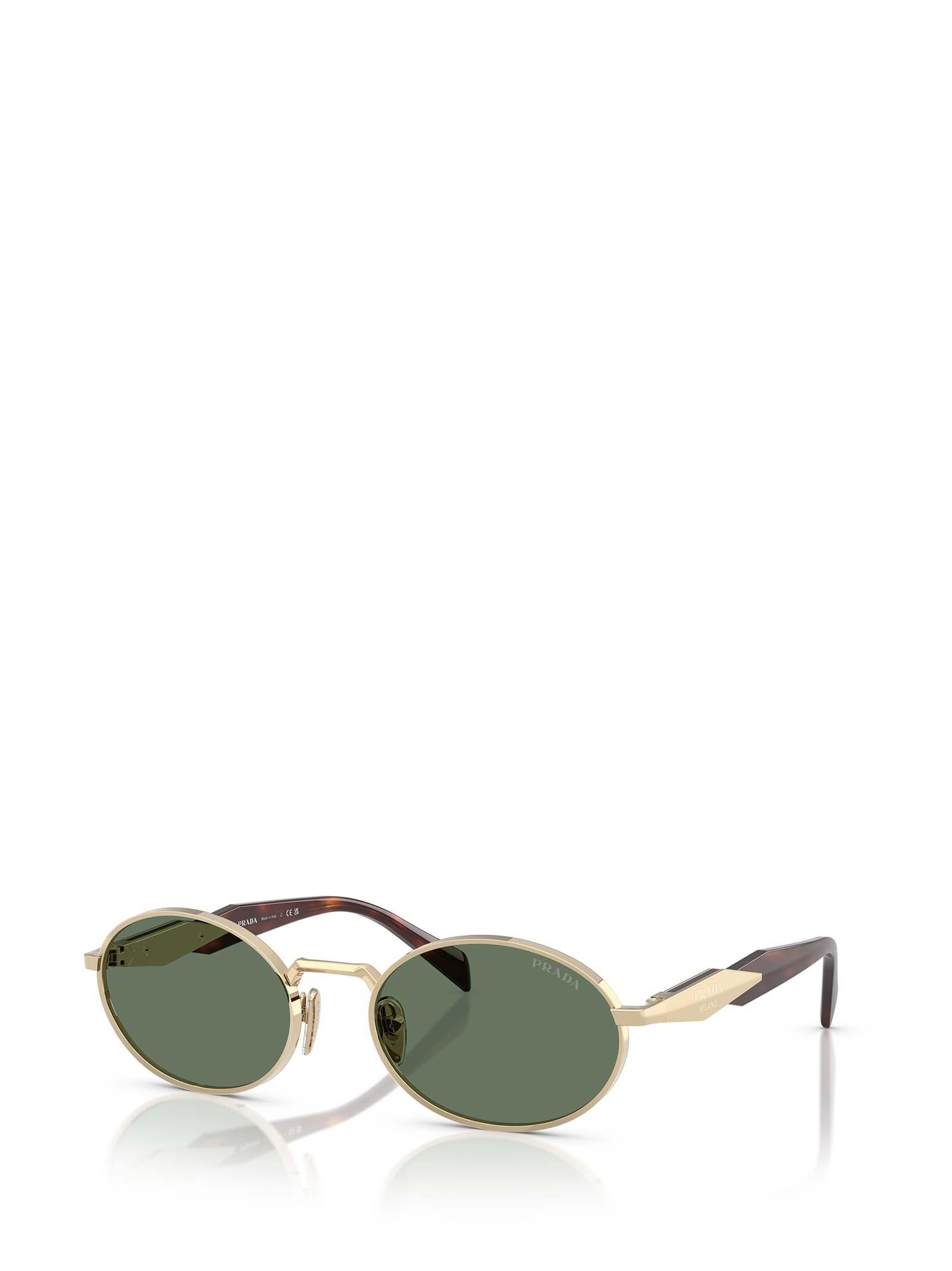 Prada Womens Gold 65zs Oval-frame Metal Sunglasses In Green