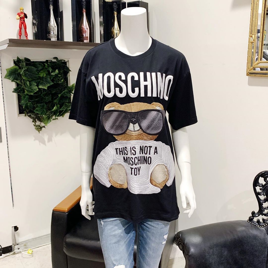 Moschino Teddy Bear Pattern Printed T-shirt In Black