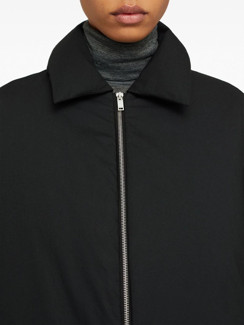 Jil Sander Long-sleeved Lapel Down Jacket In Black