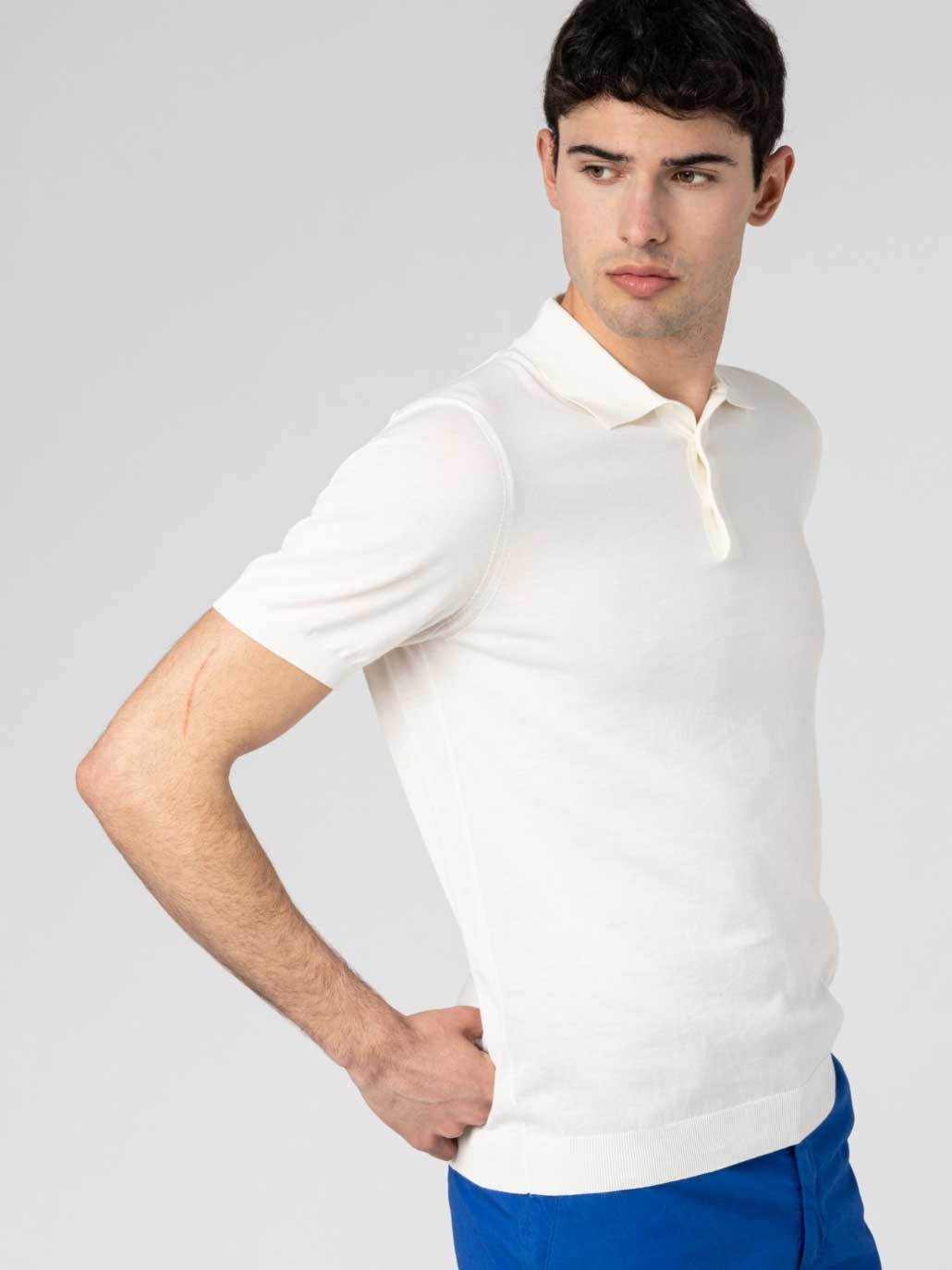 Drumohr Logo Label Jersey Polo In White