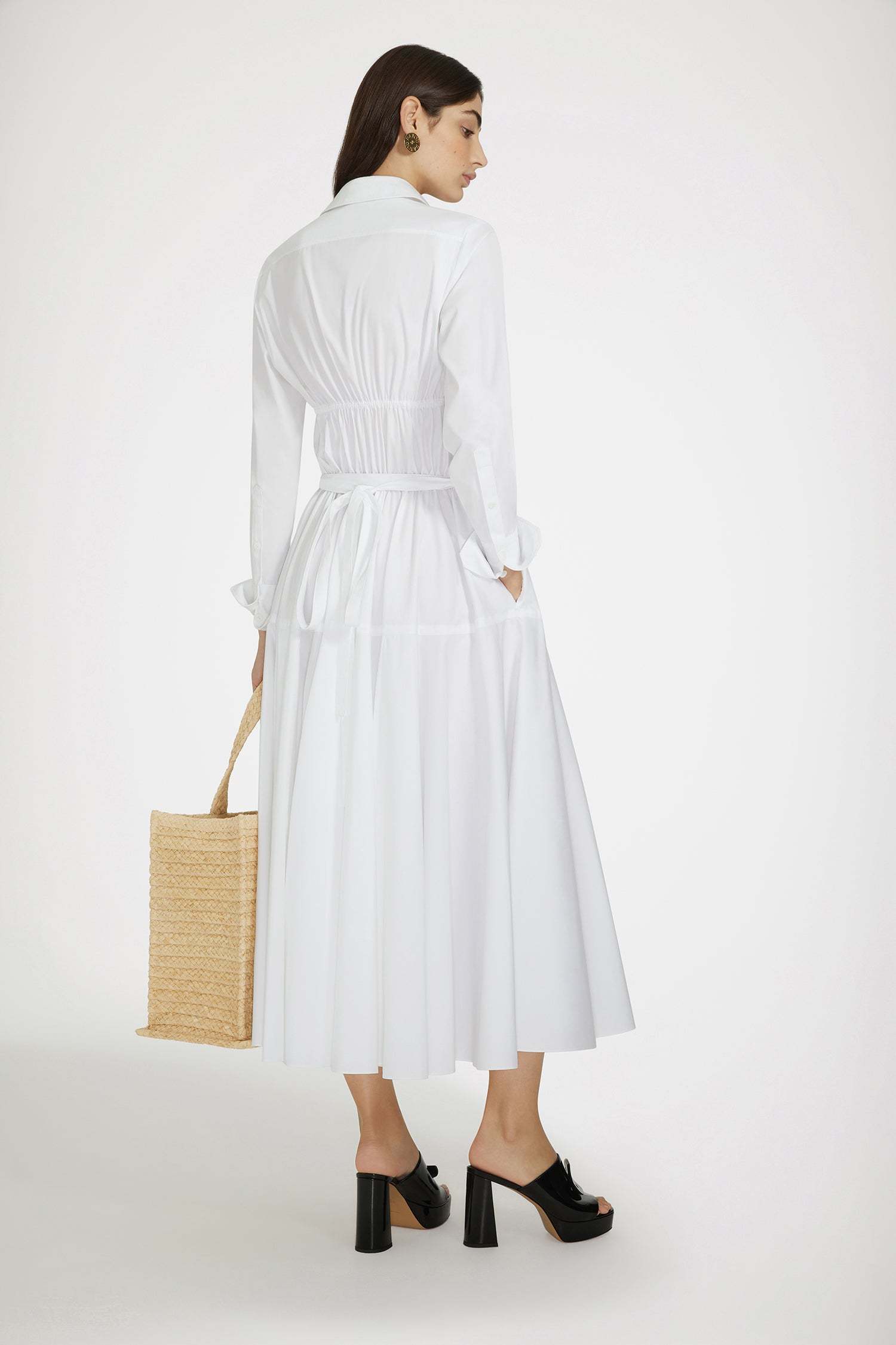 Patou Elasticated-waist Popli Maxi Dress In White