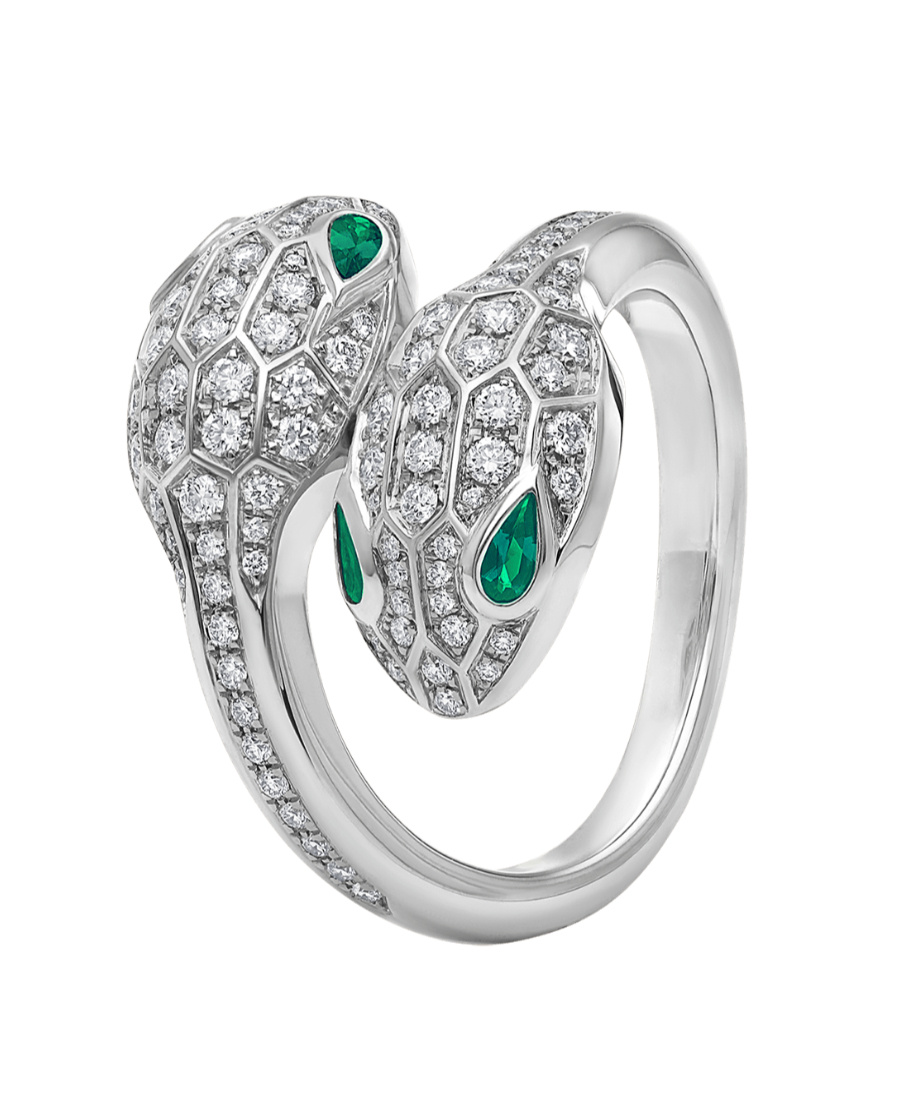 Bvlgari Double Snakehead Ring In Gray