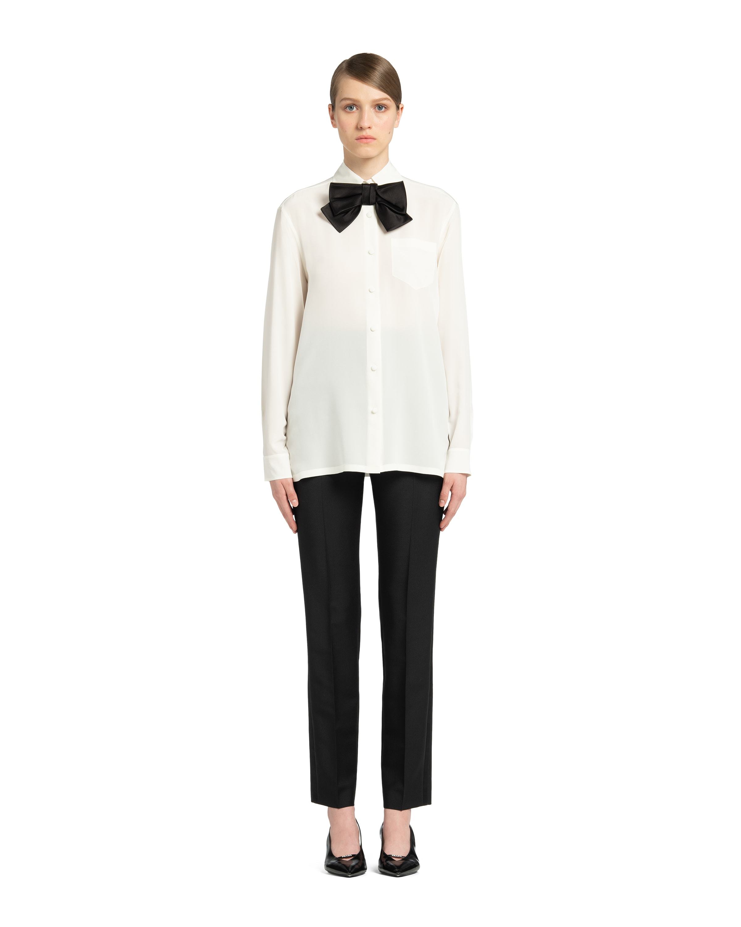 Prada Bow-detail Buttoned Blouse In White