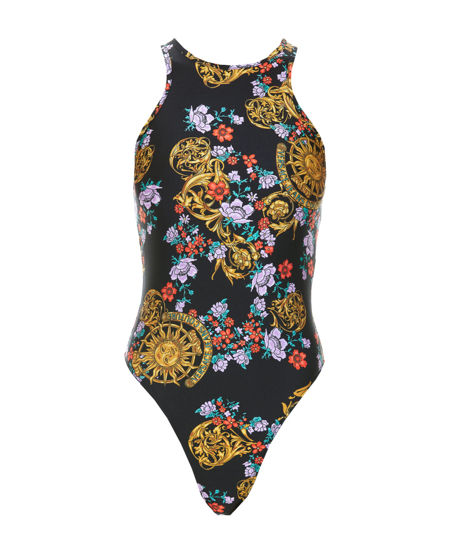 Versace Jeans Floral Barocco-print Bodysuit In Green