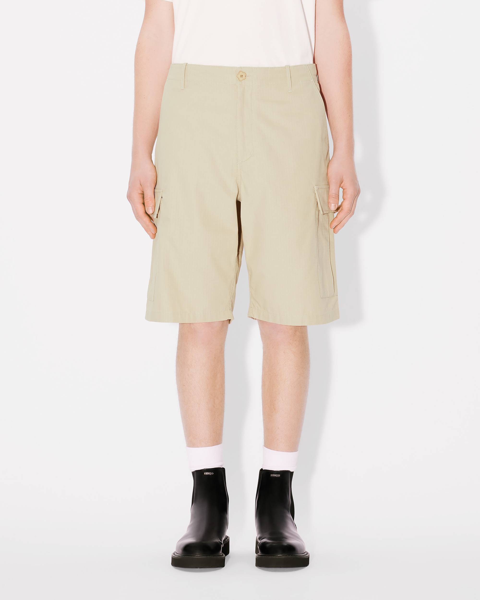 Kenzo Cargo Workwear Shorts Floral Graphic In Nude