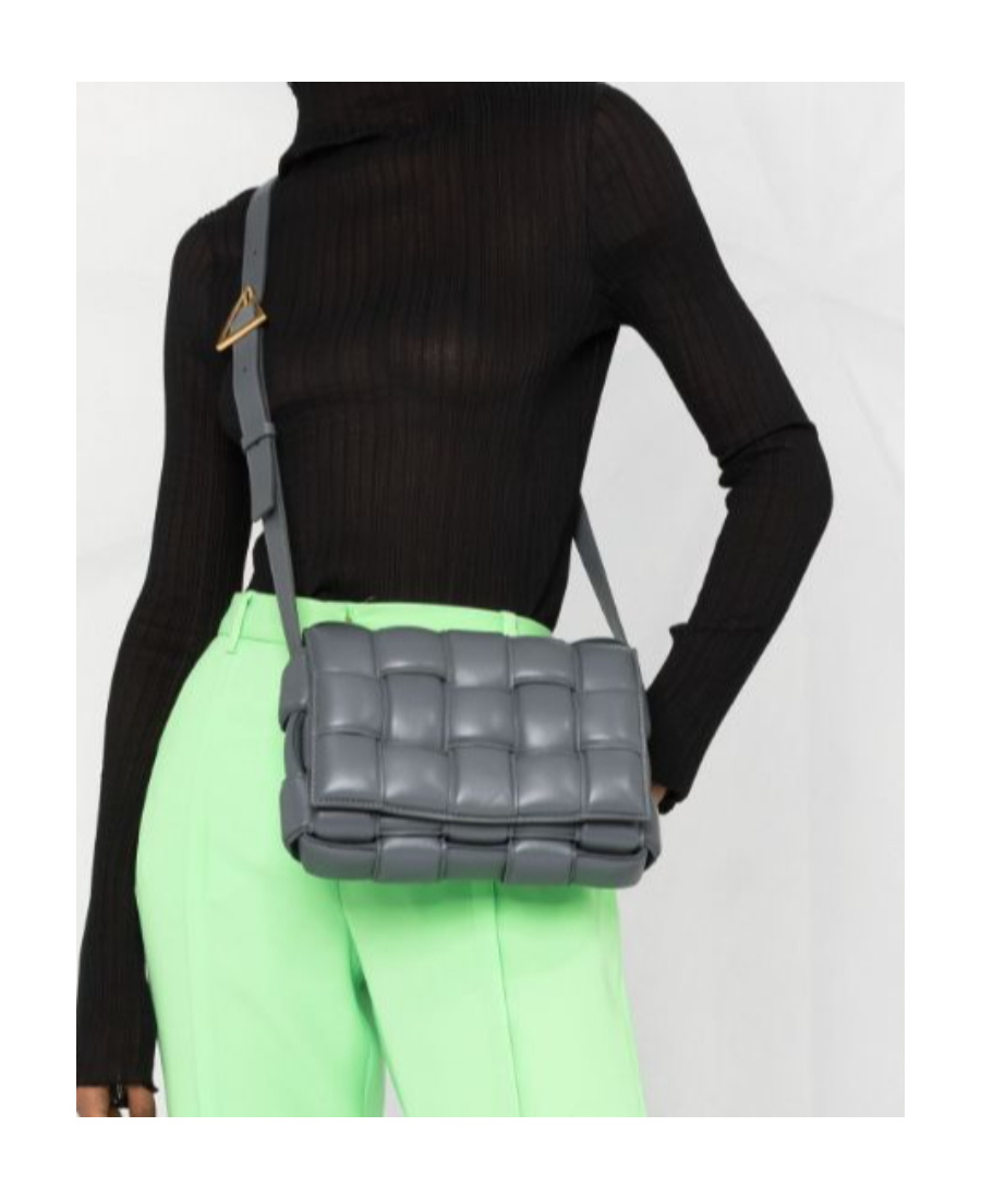Bottega Veneta Padded Cassette Leather Shoulder Bag In Gray