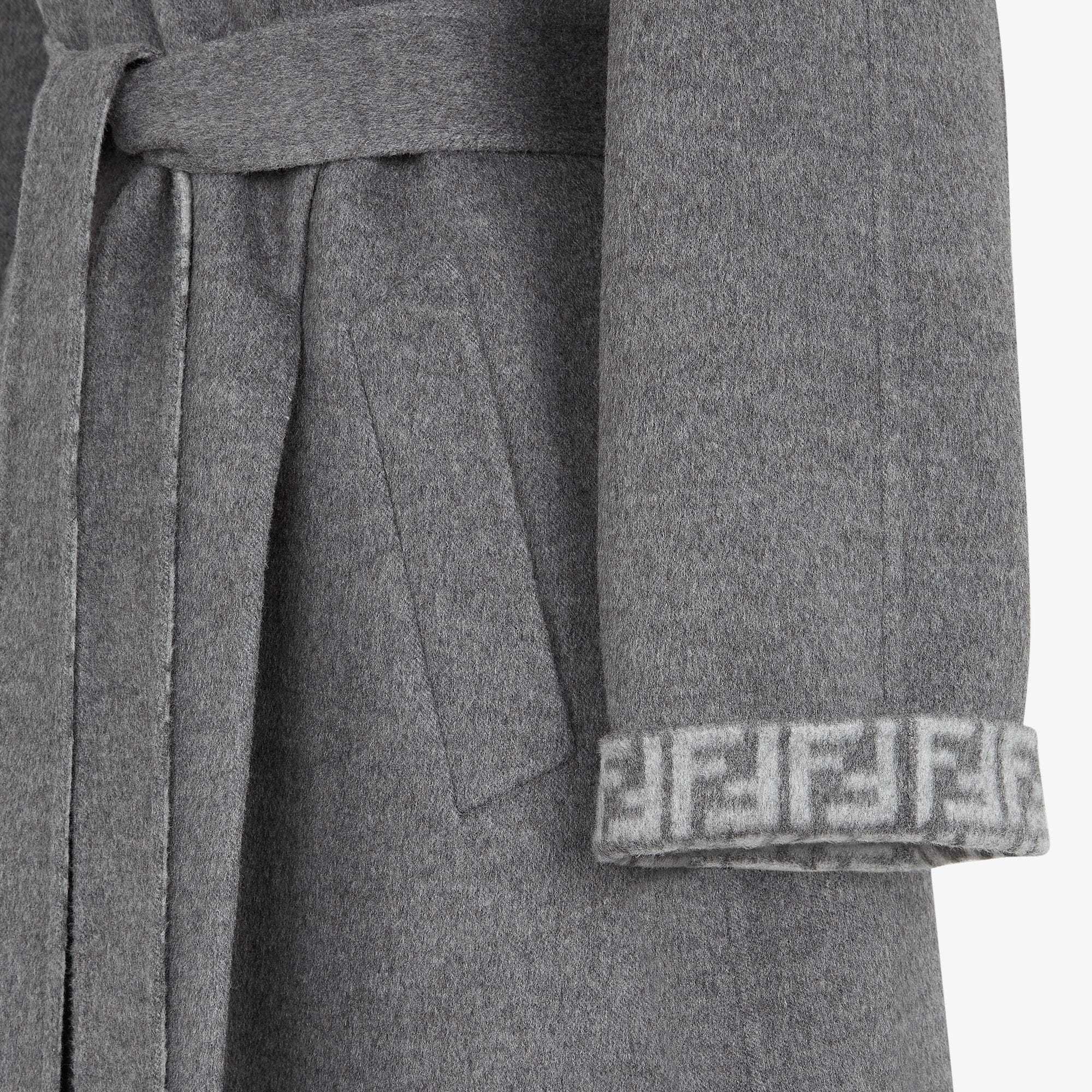Fendi Medium And Long Lace Coat In Gray