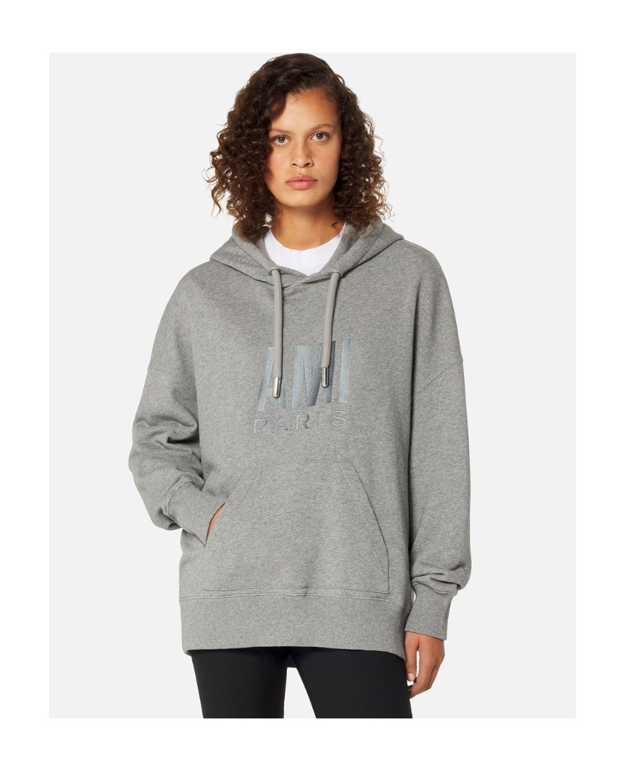 Ami Alexandre Mattiussi Logo-print Cotton Hoodie In Gray