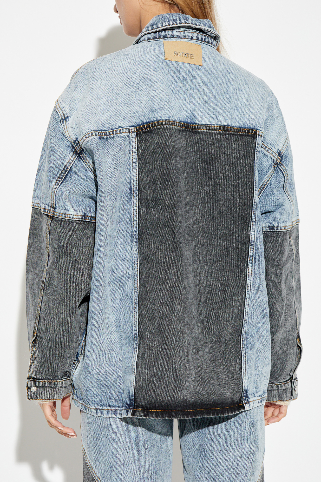 Rotate Birger Christensen Oversized Patchwork Jacket In Gray