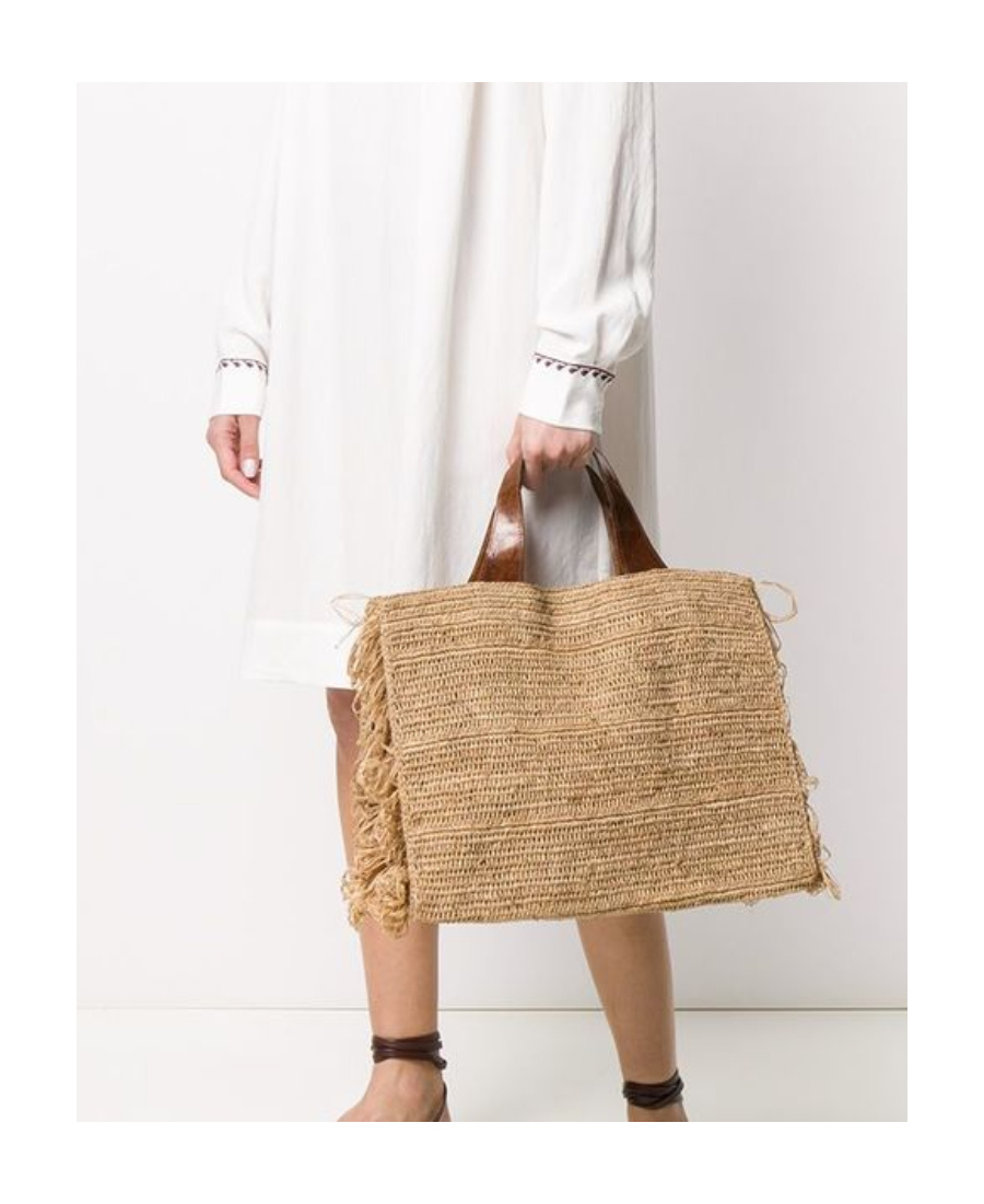IBELIV IBELIV ONJA FRINGE RAFFIA TOTE BAG
